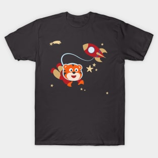 Space tiger or astronaut in a space suit with cartoon style. T-Shirt